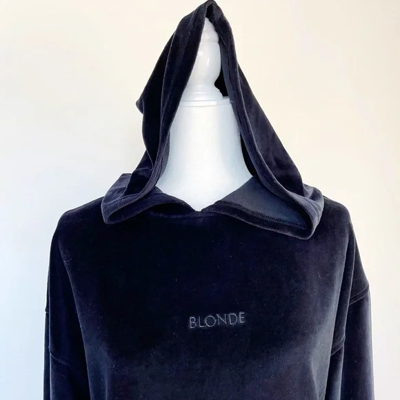 Brunette The Label Velour Black Tunic Dress Hoodie - Picture 4 of 9